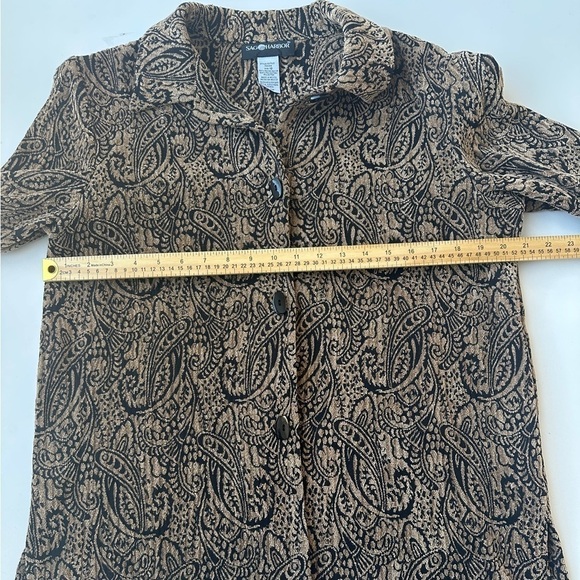Sag Harbor Brown Black Paisley Unique Woven Textured Button Up Shirt Women’s 12 - Picture 6 of 8